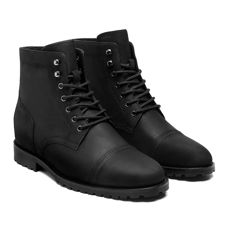 mens height increasing lift boots - handcrafted luxury customize black men's boots 7CM / 2.76 Inches