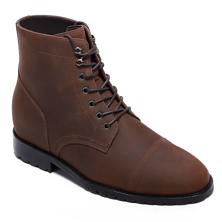 men's elevator shoes boots - handcrafted personal luxury customize brown men's boots 7CM / 2.76 Inches