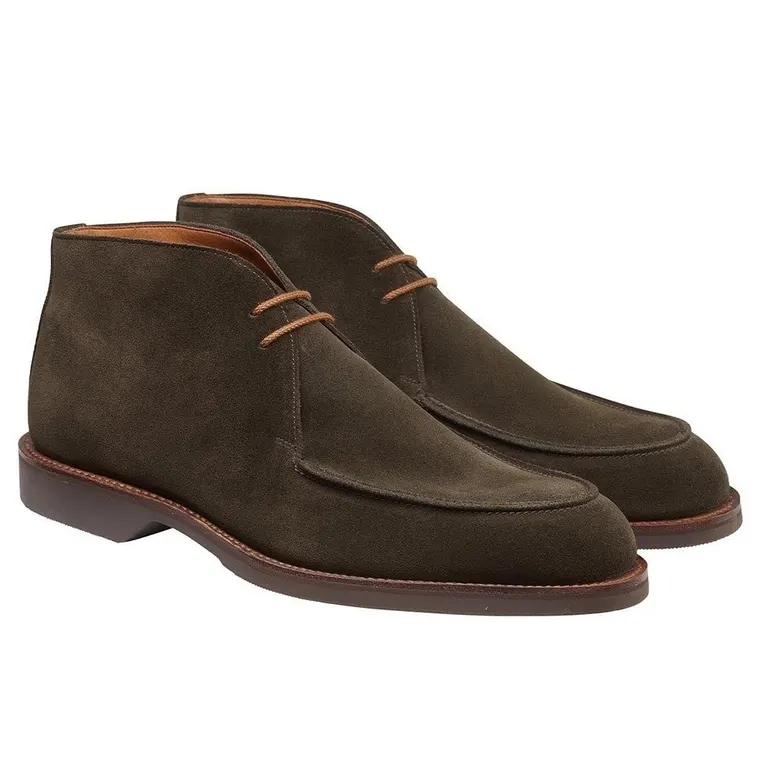 Height increasing casual Chukka Boots - handcrafted mineral brown suede men's taller boots 7 CM / 2.76 Inches