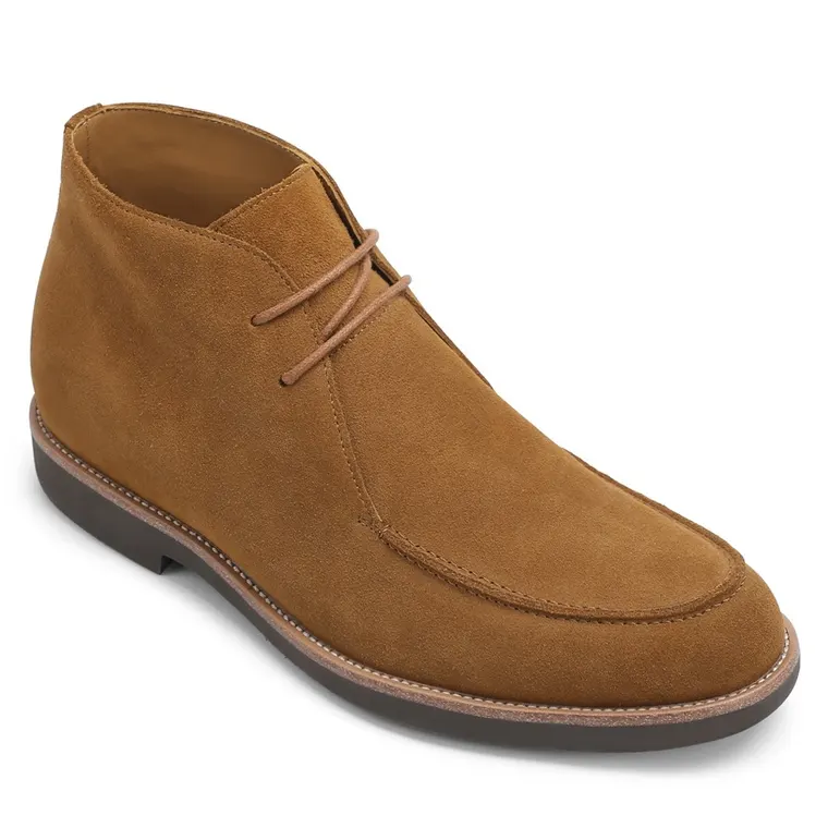 Chukka elevator boots - handcrafted brown suede men's height increasing casual boots 7 CM / 2.76 Inches