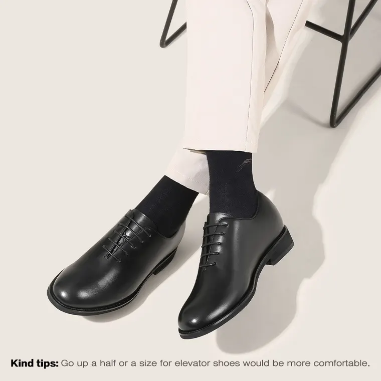 Vegan Leather Taller Shoes for Men - Classic Oxford Vegan Shoes to Look Taller 6CM / 2.36 Inches