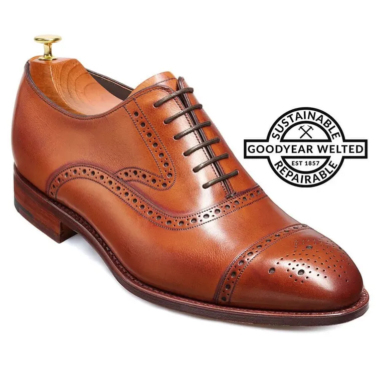 Goodyear Welted height increasing shoes for men - men's dress shoes with height - Brown Oxford 7 CM / 2.76 Inches
