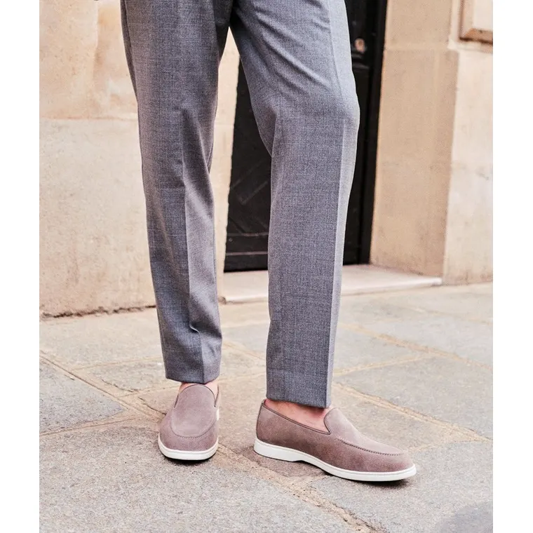 Height Increasing Shoes For Men - Grey Suede Handmade Loafers 6CM / 2.36 Inches