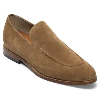 Vegan Height Increasing Loafers - Taupe Vegan Shoes For Men 5CM / 1.95 Inches