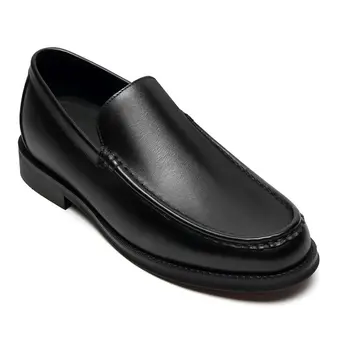 Elevator Shoes For Men - Black Leather Slip-On Business Casual Shoes 5CM / 1.95 Inches