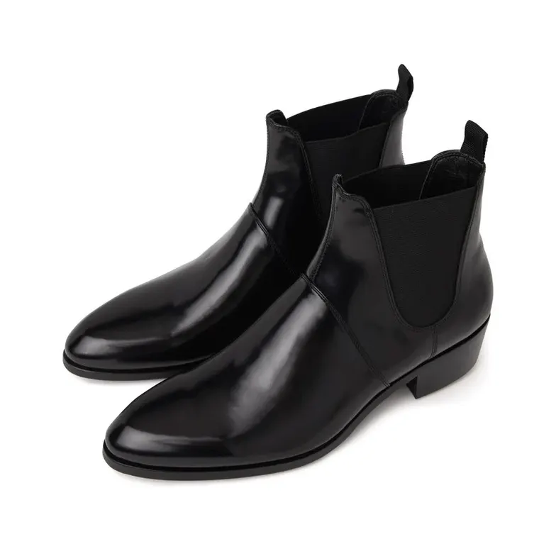 Vegan Chelsea Boots - Black Vegan Mens Elevator Boots 7CM / 2.76 Inches
