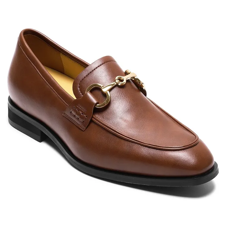 Elevator Shoes For Men - Cognac Vegan Shoes Horsebit Loafer 5CM / 1.95 Inches