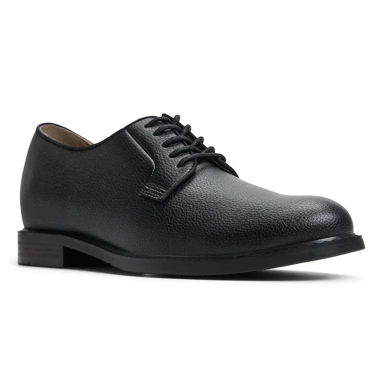 Men's Height Increasing Formal Shoes - Black Vegan Leather Derby Shoes 7CM / 2.76 Inches
