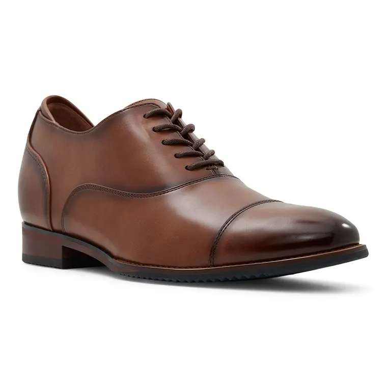 Men's Height Increasing Formal Shoes - Cognac Leather Oxford Shoes 7CM / 2.76 Inches