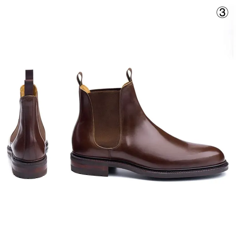 Brown Shell Cordovan Taller Shoes for Men - Chelsea Elevator Boots - Shoes to Get Taller 7 CM / 2.76 Inches