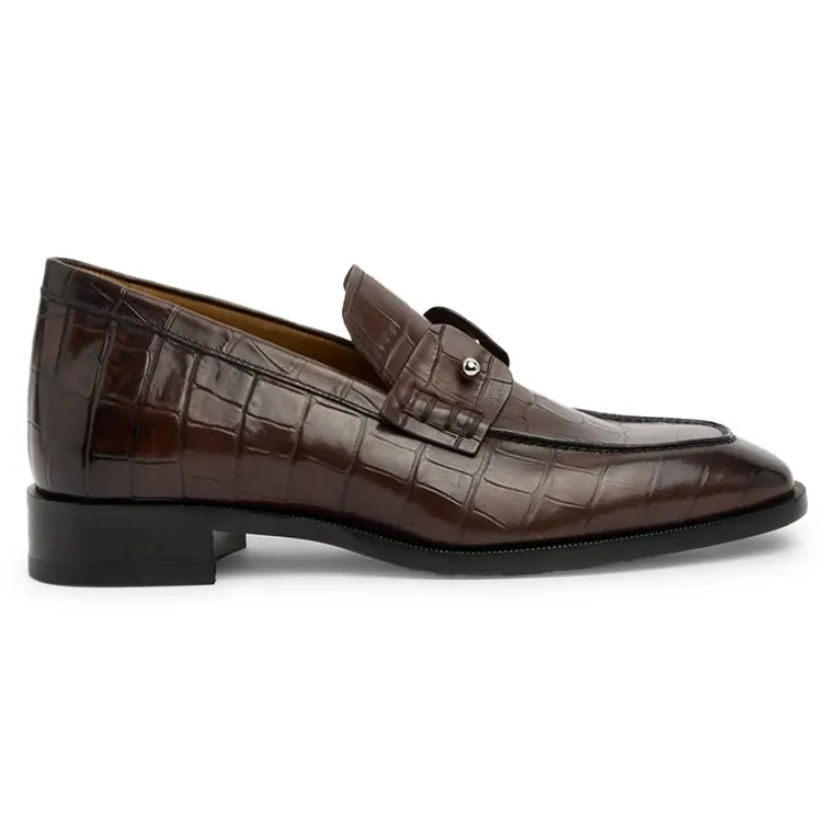 Height Shoes for Men | Dark Brown Crocodile Loafers 5 CM / 1.95 Inches