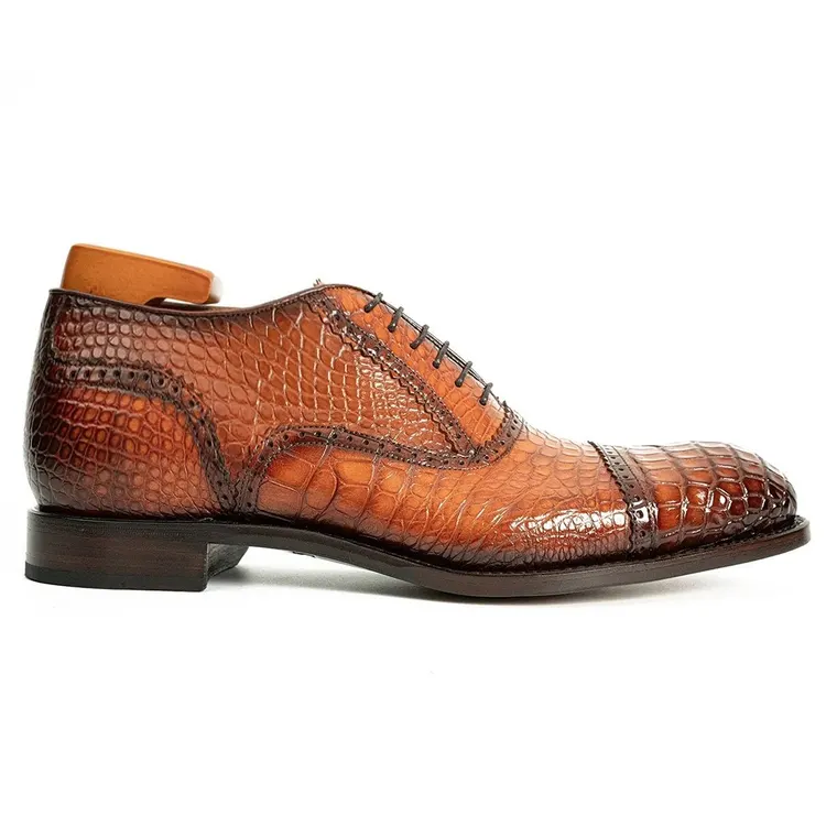 High Increasing Shoes For Men | Brown Crocodile Oxford Shoes 7 CM / 2.76 Inches