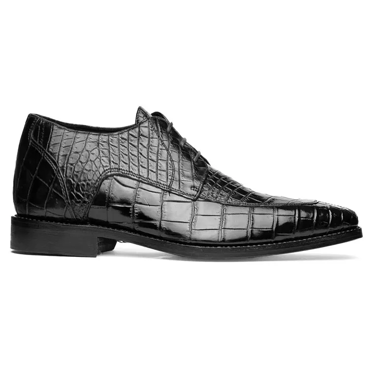 Height Enhancer Shoes For Men | Black Crocodile Derby Shoes 7 CM / 2.76 Inches