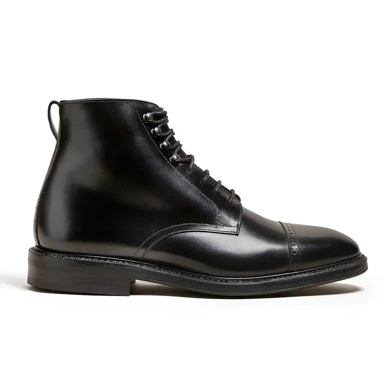 Elevator Shoes for Men - Black Leather Lace-up Dress Boots 7CM / 2.76 Inches