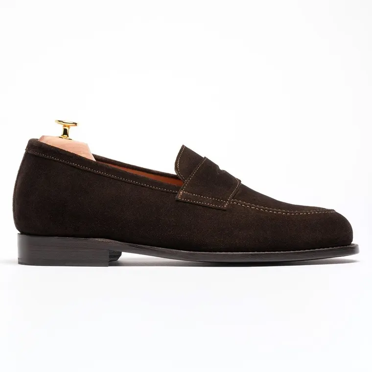 Elevator Loafers For Men | Dark Brown Suede Penny Loafer 5CM / 1.95 Inches