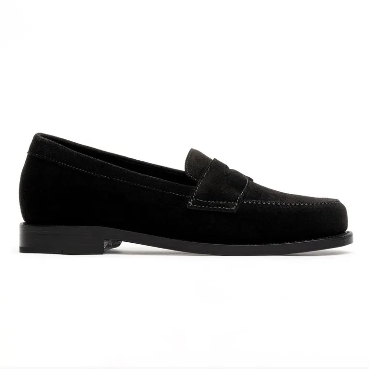 Men's Height Increasing Formal Shoes | Black Suede Elevator Penny Loafer 5CM / 1.95 Inches