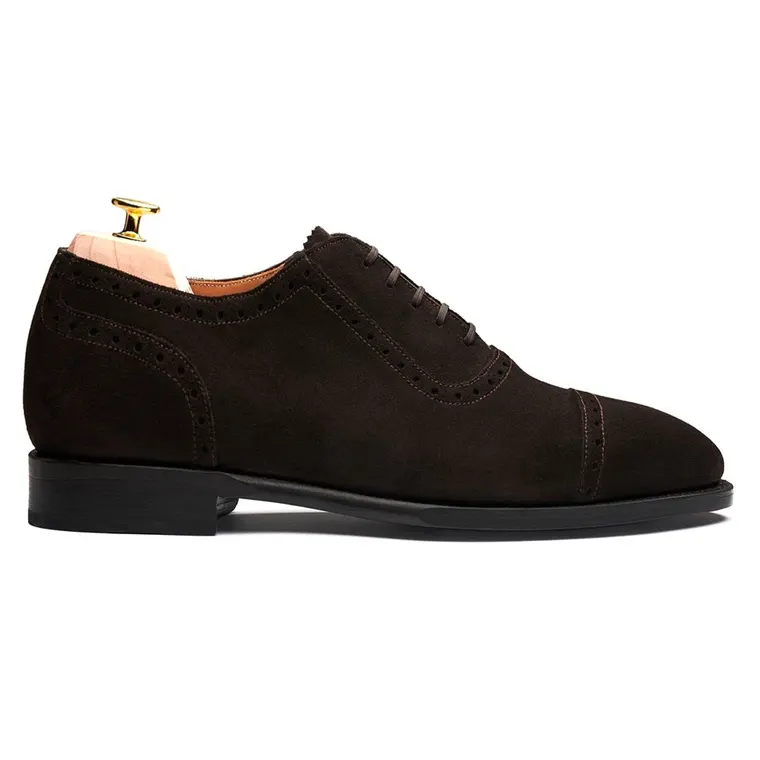 Men's Elevator Dress Shoes | Dark Brown Suede Formal Oxford Shoes 6CM / 2.36 Inches