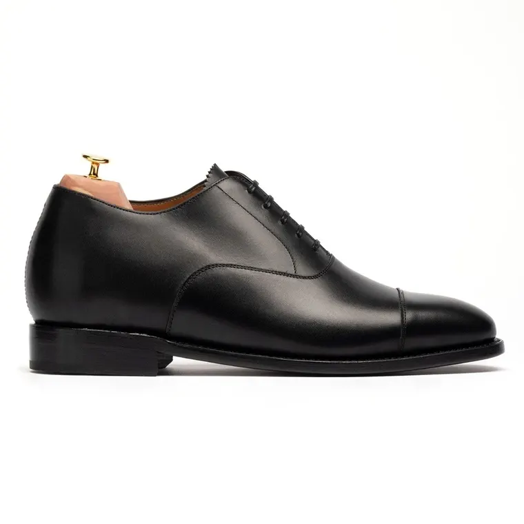 Men's Shoes With Higher Heels | Black Leather Elevator Dress Shoes 6CM / 2.36 Inches