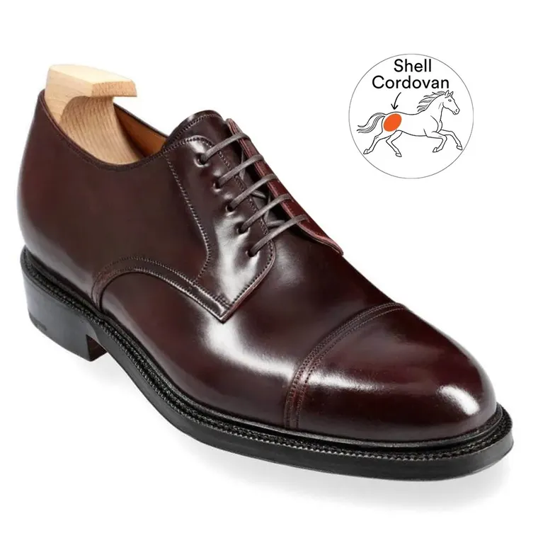 High Heel Men Dress Shoes - Handcrafted Cordovan Derby Shoes Burgundy 7CM / 2.76 Inches