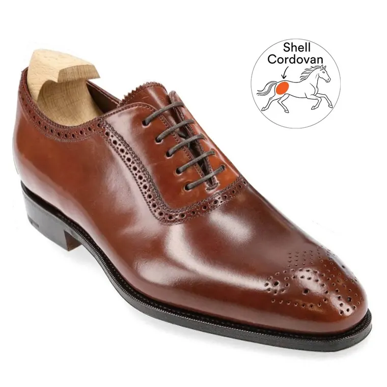 High Heel Shoes for Men - Cordovan Brogue Oxfords Red Brown 7CM / 2.76 Inches