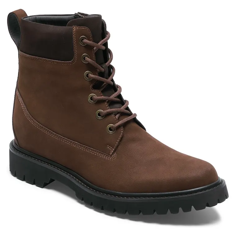 motorcycle elevator boots - Handcrafted premium brown outdoor men's motorcycle boots 7cm / 2.76 Inches