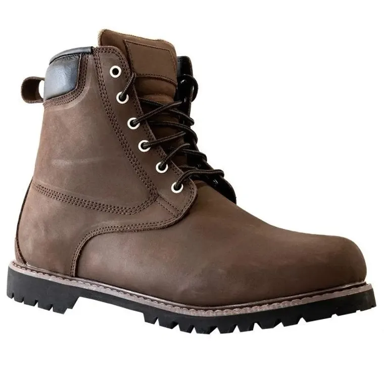 motorcycle tall boots - Handcrafted premium brown outdoor men's motorcycle boots 7cm / 2.76 Inches