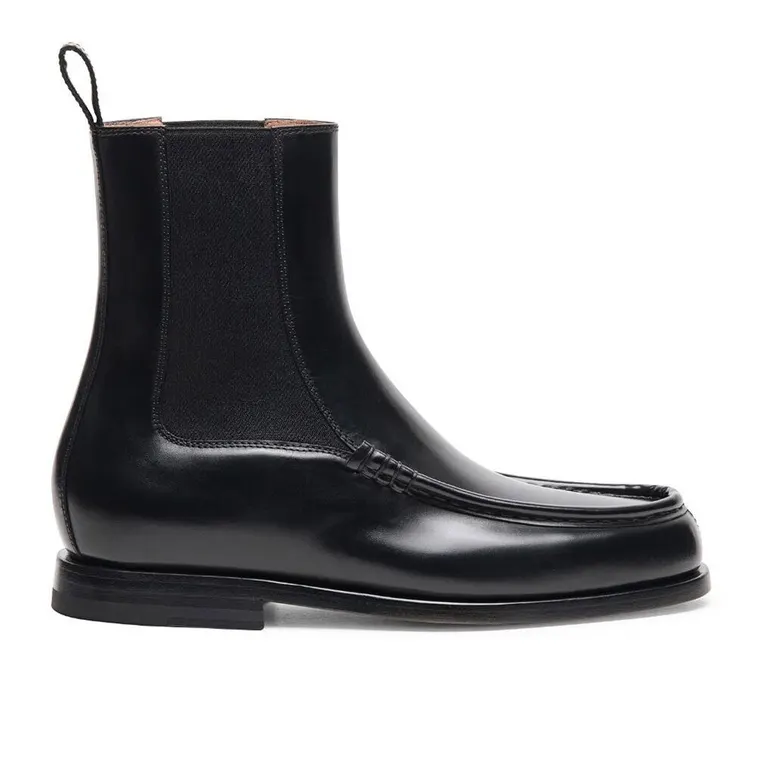 Women's leather chelsea high heel height increasing boots black 7 CM / 2.76 Inches