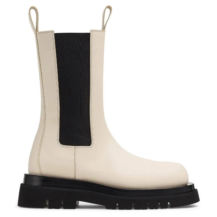 women's elevator shoes with apricot high heel - leather Chelsea boots 7CM / 2.76 Inches