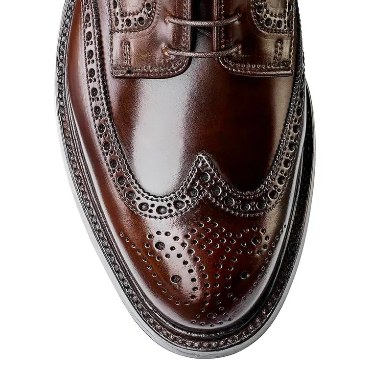 elevator dress shoes - dark brown shell cordovan full brogue derby shoes for men 7CM / 2.76 Inches