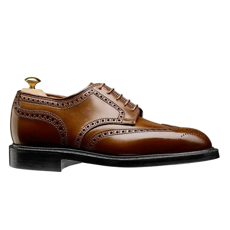 elevator dress shoes - yellow brown shell cordovan full brogue derby shoes for men 2.76 Inches / 7CM