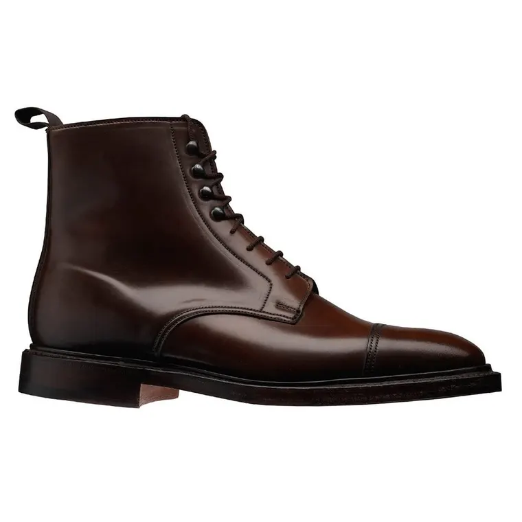 height increasing boots for men - dark brown shell cordovan straight cap derby boots 2.76 Inches / 7CM