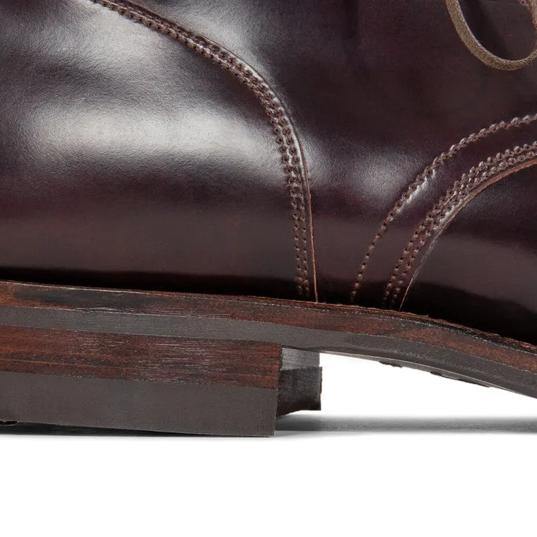 Elevator Boots for Men - Burgundy Shell Cordovan Brogue Cap Toe Boots for Men 7CM / 2.76 Inches