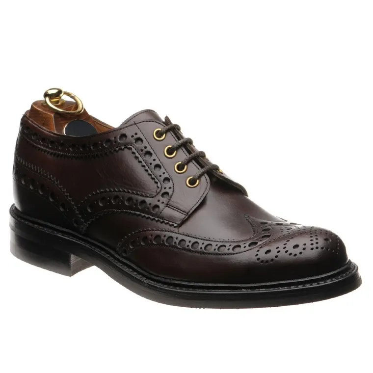 Elevator Formal Shoes For Men - Brown Waxed Leather Wingtip Brogue Derby 7CM / 2.76 Inches