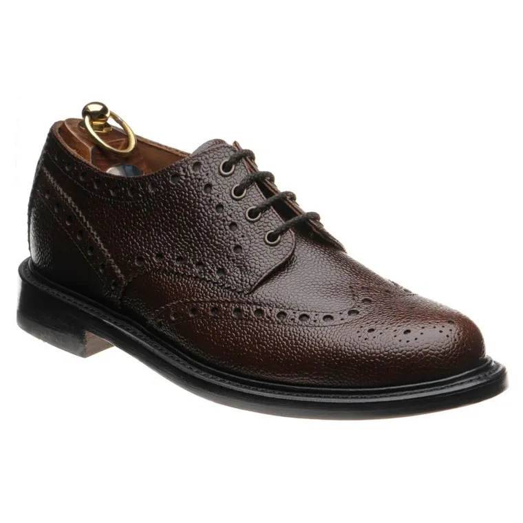 Men's Elevator Formal Shoes - Brown Grained Leather Wingtip Brogue Derby 7CM / 2.76 Inches