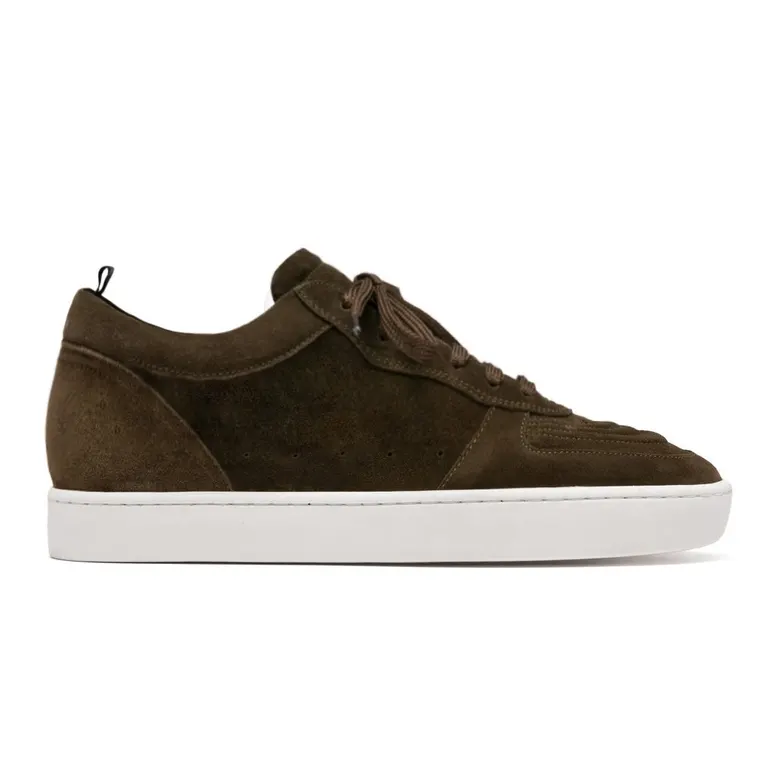 Men’s Height Increasing Sneakers – Stylish Dark Green Suede Elevator Shoes 7CM / 2.76 Inches