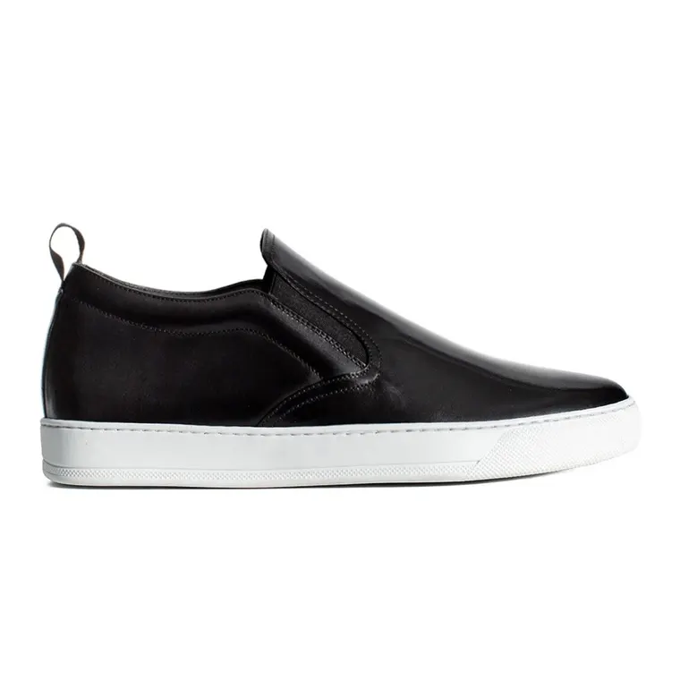 Height Increasing Shoes For Men - Handmade Black Leather Slip-On Sneakers 7CM / 2.76 Inches
