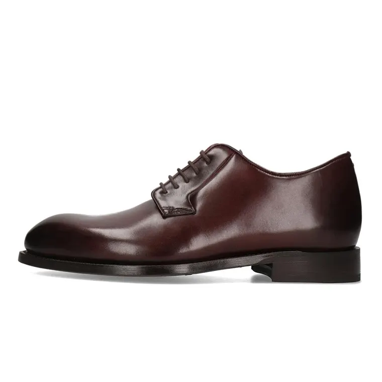 Men's Height Increasing Formal Shoes - Red Brown Leather Derby Shoes 7CM / 2.76 Inches