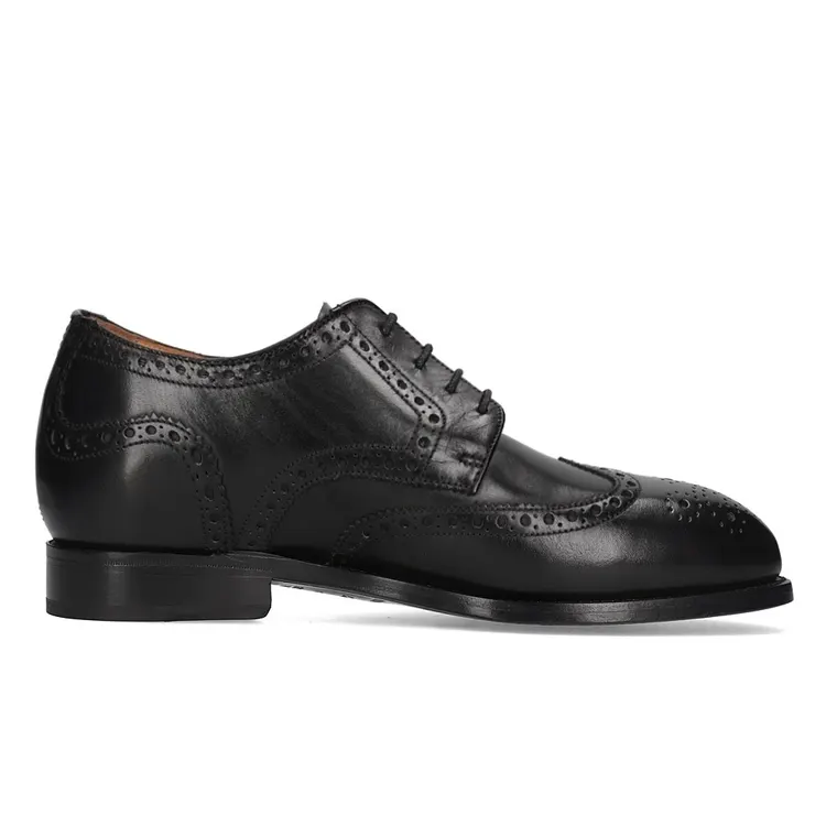 Elevator Shoes For Men - Black Leather Brogue Handmade Formal Shoes 7CM / 2.76 Inches