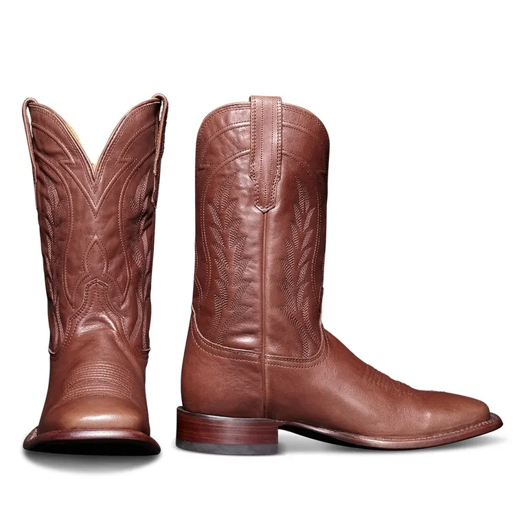 Men's Elevator Cowboy Boots | Hazelnut Leather Western Boots 7CM / 2.76 Inches