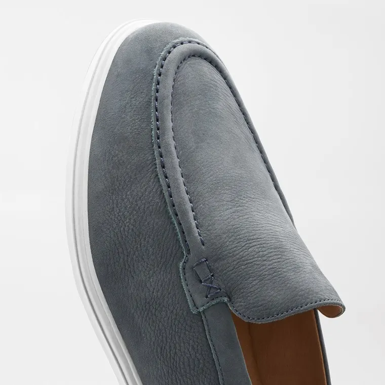 men's shoes with higher heels | Blue Pearl Nubuck Loafer 5 CM / 1.95 Inches