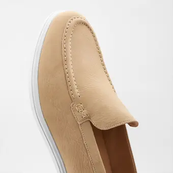 Men's shoes height increase | Beige Nubuck Slip on Loafer 5 CM / 1.95 Inches