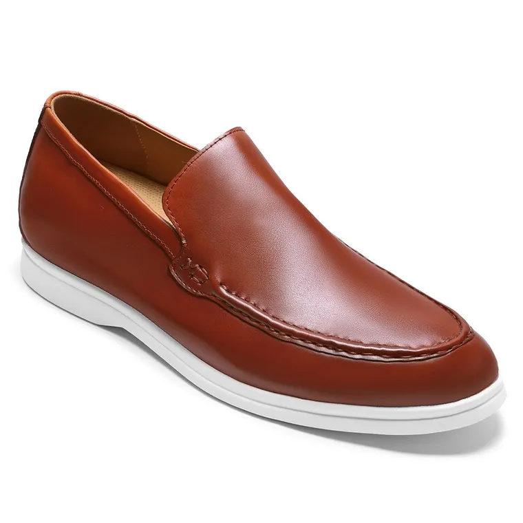 Raised Shoes For Men | Cognac Leather Loafer 5 CM / 1.95 Inches