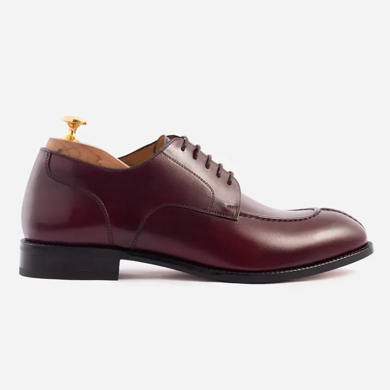Men's elevator shoes | Burgundy Leather Derby Shoes 6 CM / 2.36 Inches