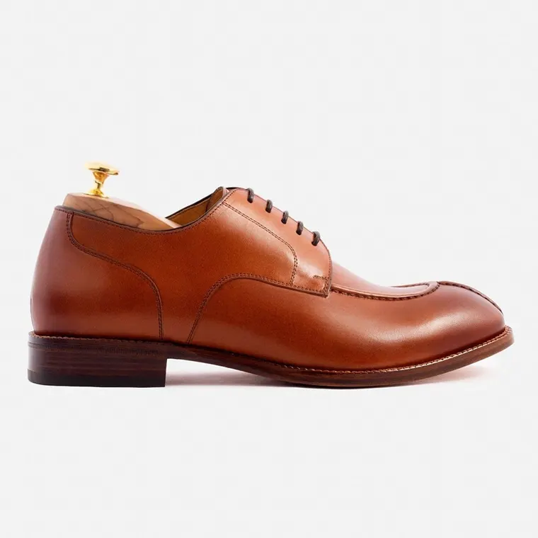 Men's Height Enhancing Shoes | Light Brown Leather Derby Shoes 6 CM / 2.36 Inches