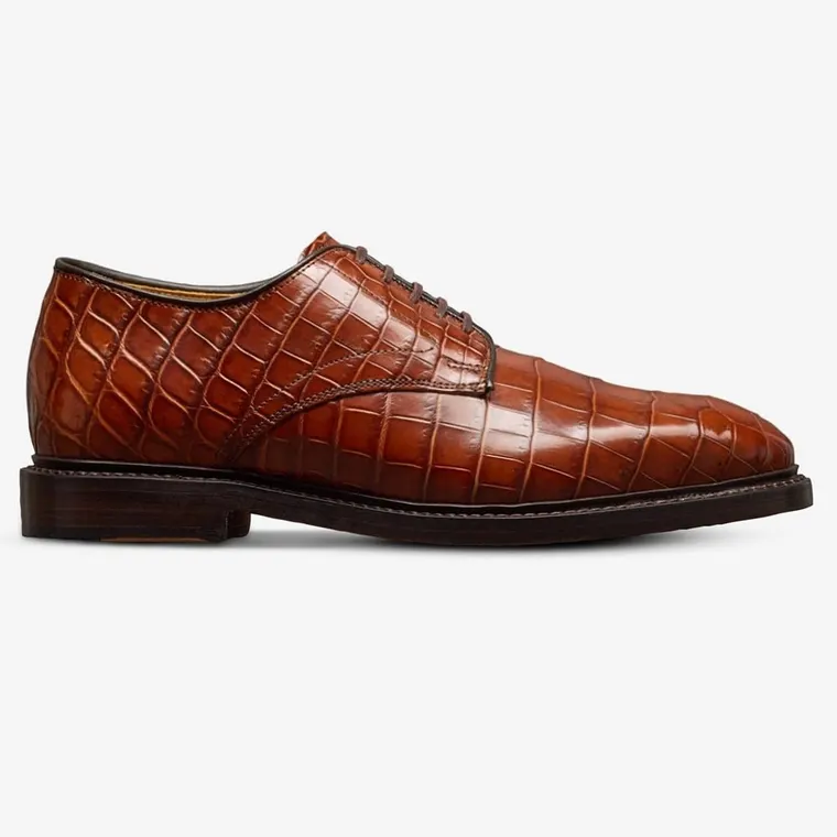 Men Taller Shoes | Brown Crocodile Leather Derby Shoes 6 CM / 2.36 Inches