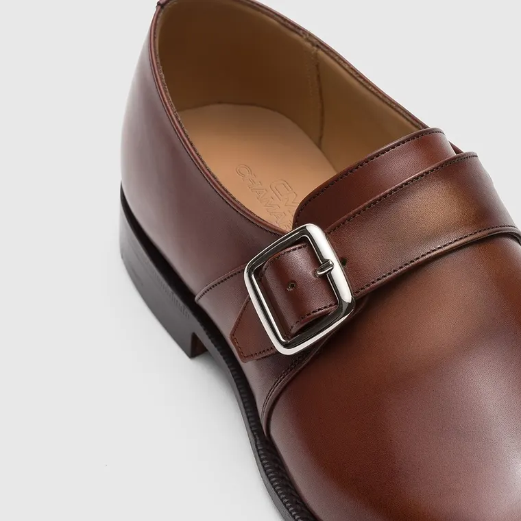 Shoes For Men Height | Brown Leather Monk Strap 5 CM / 1.95 Inches