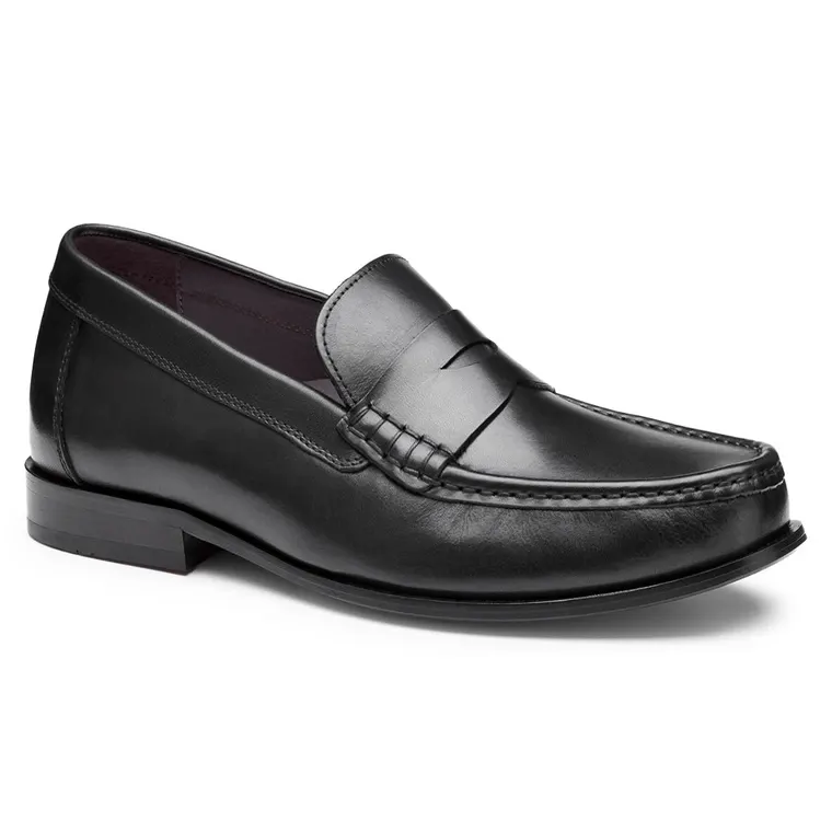 Raised Shoes For Men | Black Leather Penny Loafers 5 CM / 1.95 Inches