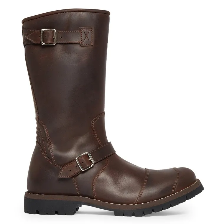 Mens Elevator Boots | Dark Brown Leather Motorcycle Boots 7 CM / 2.76 inches
