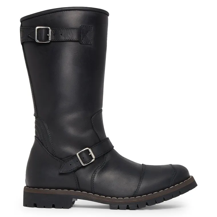 Boots Height Increase For Men | Black Leather Motorcycle Boots 7 CM / 2.76 inches