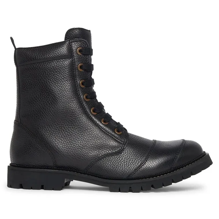 Height Increasing Boots For Men | Black Leather Motorcycle Boots 7 CM / 2.76 inches